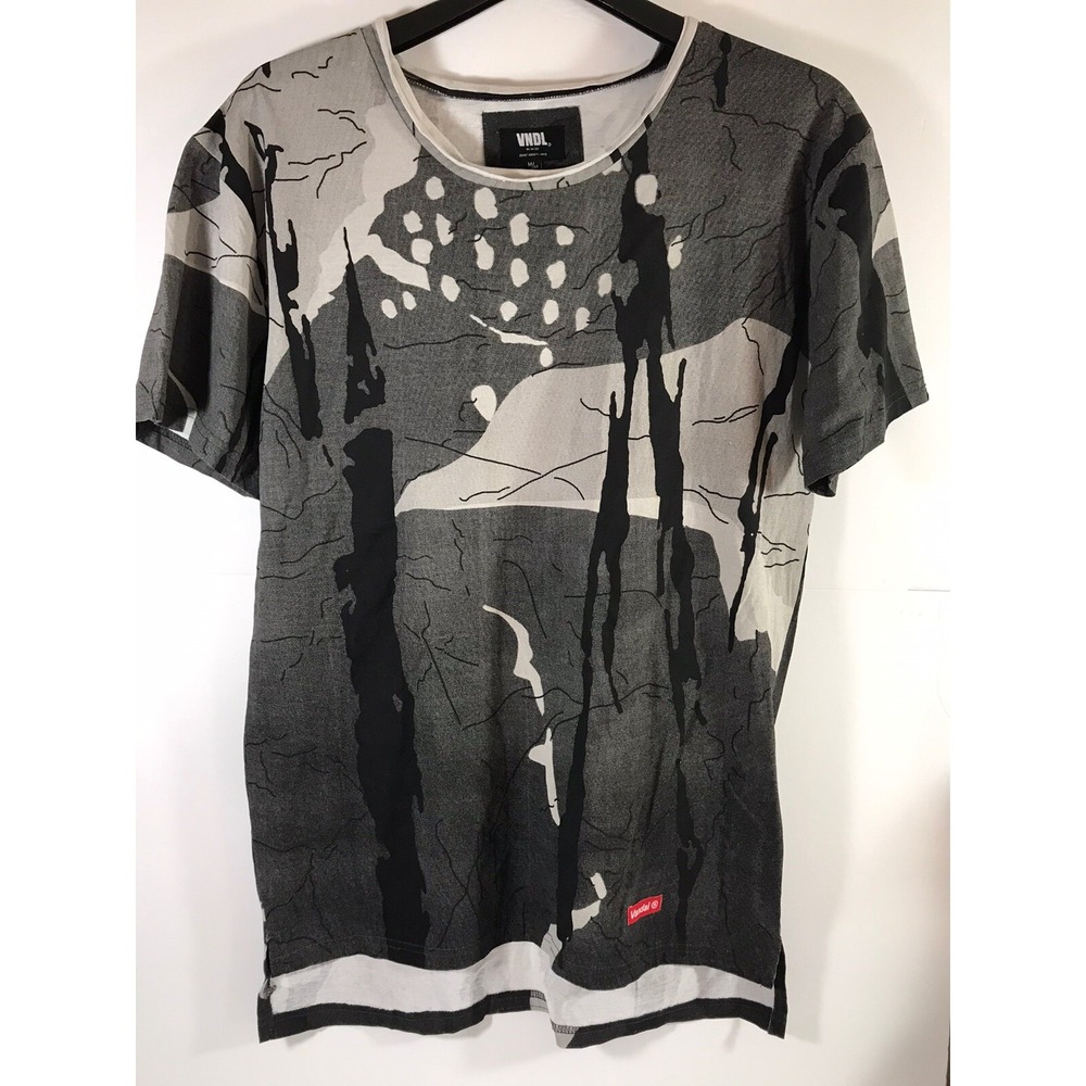 Vndl secret society‎ medium black gray raw edge shirt vandal